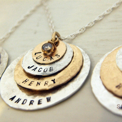 As Seen At THE DENVER POST and Channel 9 News - Personalized Your Charm - Two Tone Necklace - - 4 discs -Simag
