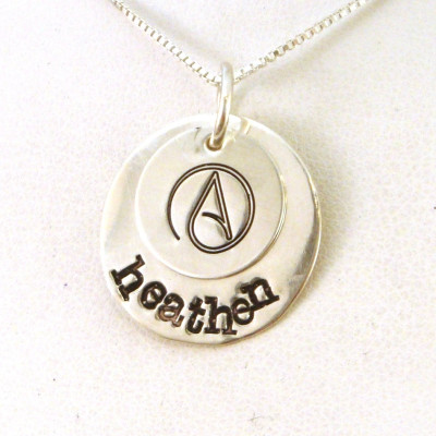 Athiest Necklace / Heathen Necklace / Atheist Name Necklace / Atheist Jewelry / Stacked Sterling Silver Jewelry / Freethinker Necklace