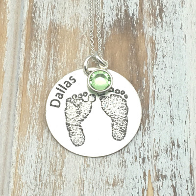 Baby Footprints Necklace | Childs Footprint Necklace | Mothers Necklace | Your Childs Actual Prints | Order TODAY Ships TOMORROW