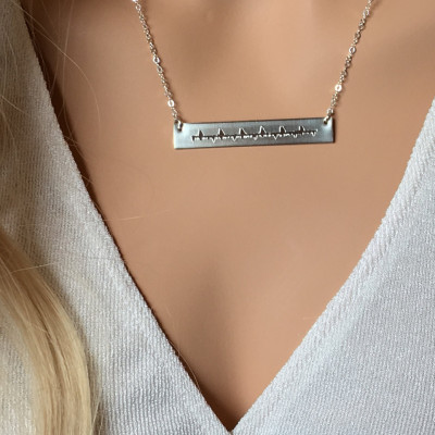 Baby Heartbeat Necklace, custom Heart Beat Jewelry, baby sonogram engraved, Gift for New Mother, Pregnancy Present, handwriting necklace