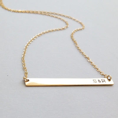 Bar Necklace - Gold Bar Necklace - Personalized Bar - Engraved Necklace- Bar Name Necklace - Monogram Necklace B012