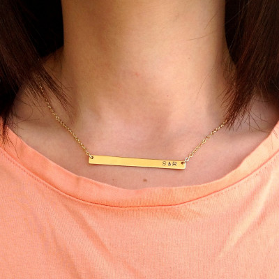Bar Necklace - Gold Bar Necklace - Personalized Bar - Engraved Necklace- Bar Name Necklace - Monogram Necklace B012
