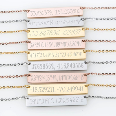 Bar Necklace Latitude Longitude Custom Coordinates,Custom Name,Roman Numeral,Initial Letters,Morse Code,Zodiac,Date Necklace,Wedding 2018