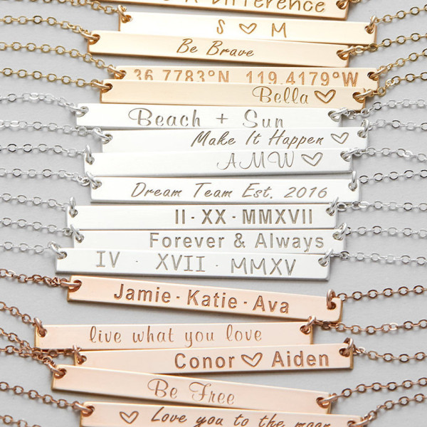 Bar Necklace Personalized, Custom Name, Gold Bar Necklace, Personalized Name Necklace, Mothers Gift, Mothers Necklace, Gifts For Her