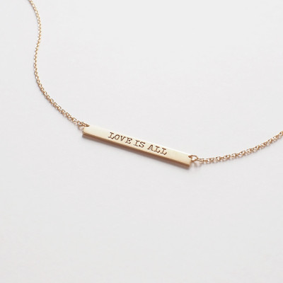 Bar Necklace, Personalized Engraved Name Plate Necklace, Medium Skinny Bar Necklace #D3.30