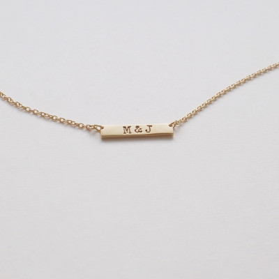 Bar Necklace, Personalized Engraved Name Plate Necklace, Small Skinny Bar Necklace #D3.17