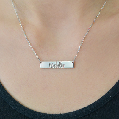 Bar Necklace Sterling Silver 925,Rose Gold Necklace,Yellow Gold Necklace,Custom Name Necklace,Personalized Name,Name Plate,Mum Gift