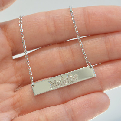 Bar Necklace Sterling Silver 925,Rose Gold Necklace,Yellow Gold Necklace,Custom Name Necklace,Personalized Name,Name Plate,Mum Gift