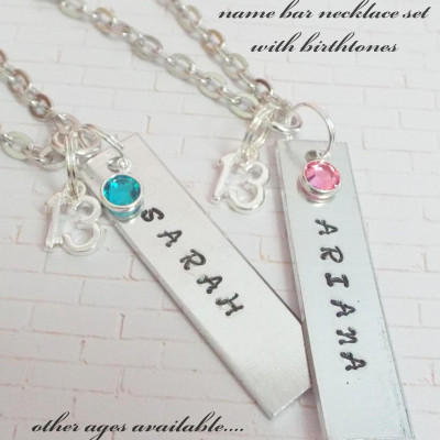 Best Friend Gift Girl, Gift for 13 Year Old Friends, Custom Name Bar Friend Necklaces, Name Bar Necklaces, 13th Birthday Gift for Girlfriend