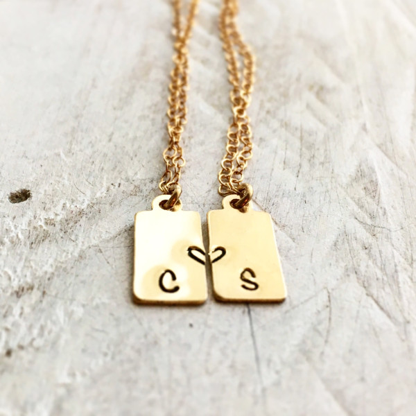 Best Friend Necklace For 2 , Matching Necklaces, Initial Necklace, Long Distance Friendship Necklace, Graduation Gift, Friendship Necklace