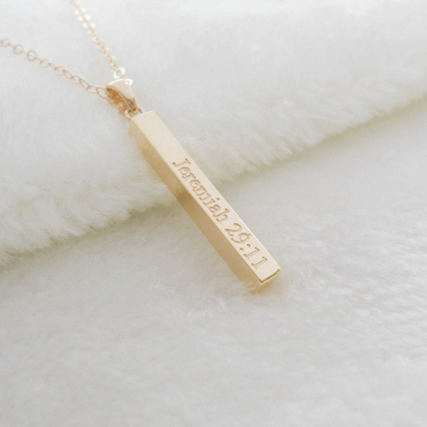Bible Verse Vertical Bar Necklace,Encouraging Bible Verse necklace,Engraved Bible Verses Necklace,Personalized Bible Verse Jewelry