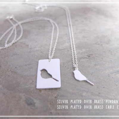 Bird Necklace Set -Little Bird Mother Daughter Necklace Set - simple, minimal geometric jewelry,mother, X'mas, Valentine gift