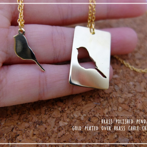 Bird Necklace Set -Little Bird Mother Daughter Necklace Set - simple, minimal geometric jewelry,mother, X'mas, Valentine gift