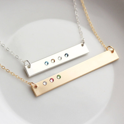 Birthstone Bar Necklace - Mother's Day Gift, Personalized Birthstone Bar Necklace Custom Birthstone Necklace Personalized Gift for Mom Thick