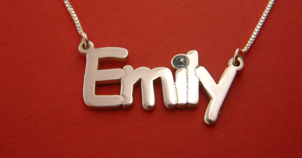 Birthstone Name Necklace Swarovski Name Necklace Birthday Gift
