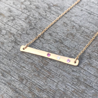 Birthstone Necklace, Birthstone Bar Necklace, Mother's Necklace, Mother's Day, Gold, 18k Gold Plated, Metal Roots