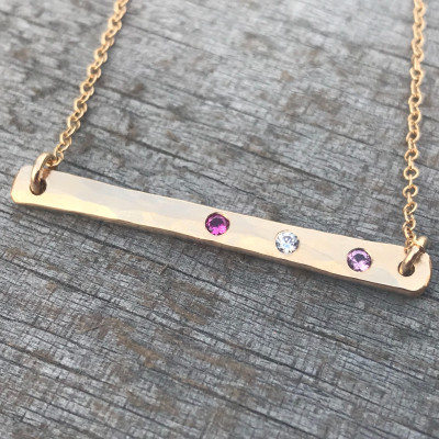 Birthstone Necklace, Birthstone Bar Necklace, Mother's Necklace, Mother's Day, Gold, 18k Gold Plated, Metal Roots