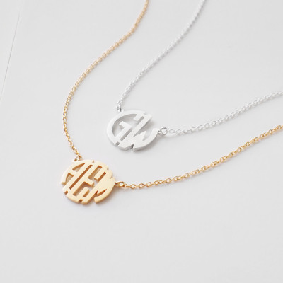 Block Monogram Necklace - Custom Monogram Jewelry - Initials Necklace - Personalized Bridesmaid Jewelry - #PN20