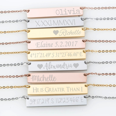 Bridesmaid Gift Set of 3 Personalized Bar Necklaces Jewelry Bar Necklace Customized Name Necklace Engraved Necklace Bridesmaids Gifts