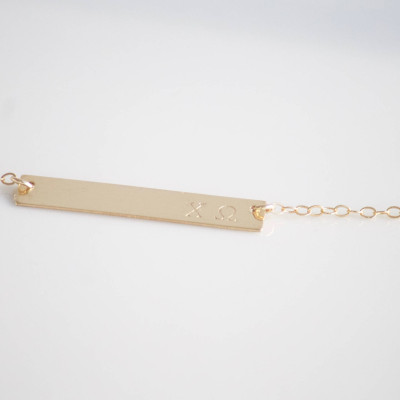 CHI OMEGA Necklace / Chi Omega Bar Necklace / Sorority Necklace /Greek Jewelry / Sorority Jewelry / Sorority Gift / Licensed Designer