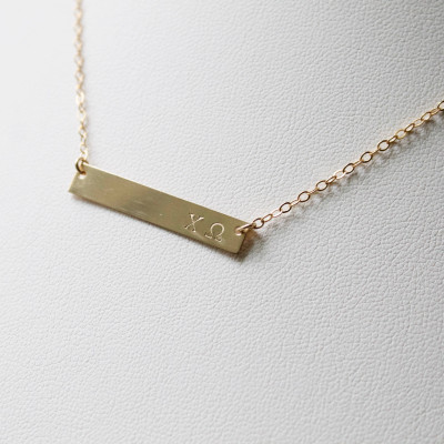 CHI OMEGA Necklace / Chi Omega Bar Necklace / Sorority Necklace /Greek Jewelry / Sorority Jewelry / Sorority Gift / Licensed Designer