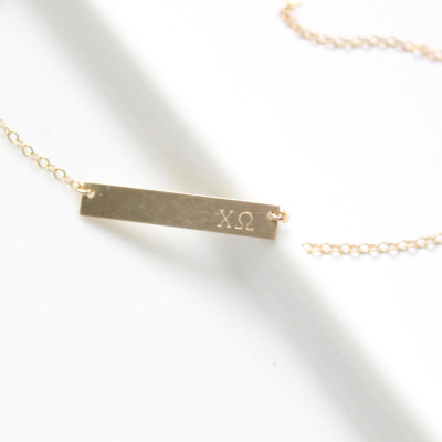 CHI OMEGA Necklace / Chi Omega Bar Necklace / Sorority Necklace /Greek Jewelry / Sorority Jewelry / Sorority Gift / Licensed Designer