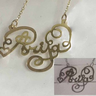 Celebrity name necklace 18K, Word necklace,Personalised name necklace,Initial pendant gold,18 kt name plate necklace,Name chain necklace.