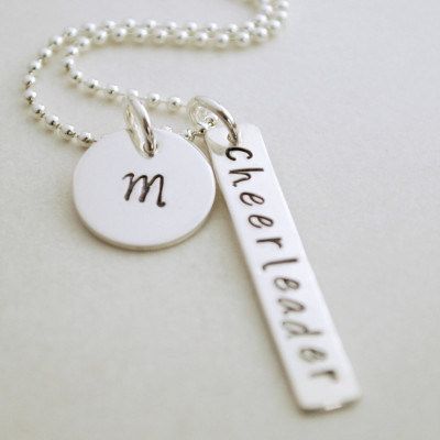 Cheerleader Necklace - Custom Cheerleader Jewelry Personalized with Initial Charm - Gifts for Cheerleaders - Necklace for Cheer Team