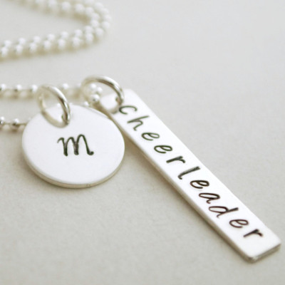 Cheerleader Necklace - Custom Cheerleader Jewelry Personalized with Initial Charm - Gifts for Cheerleaders - Necklace for Cheer Team