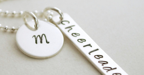 Cheerleader Disc Charm With Personalized Birthstone
