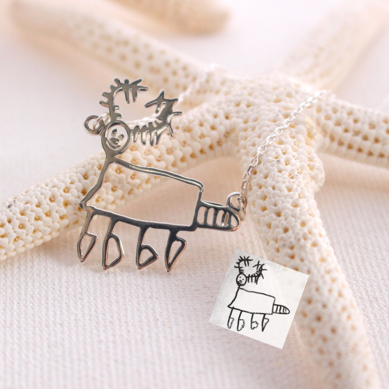 Bridesmaid Gifts Children's Drawing Necklace Kid Artwork Necklace Cust –  UrWeddingGifts