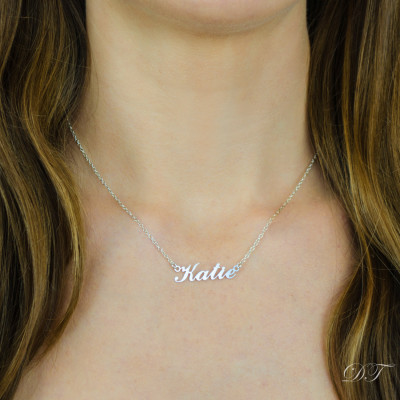 Christmas gift, Carrie nameplate necklace, Custom Name Necklace, Personalized silver name plate Necklace gold Personalized gift from son