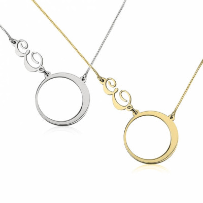 Circle and Initial Necklace, Personalized Gift, Letter necklace, Circle Pendant, Names Jewelry, Initial Necklace, Initials Jewelry Gift