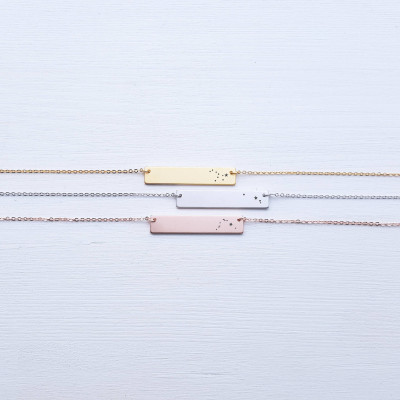 Constellation Necklace Personalized Zodiac Jewelry Matte Bar Necklace Gift for Her Sterling Silver Gold Girlfriend Gift for Best Friend