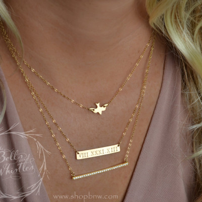 Coordinates Necklace, Location necklace, Bar Necklace, Gold Bar Necklace, Wedding Gift, Anniversary Gift LA104