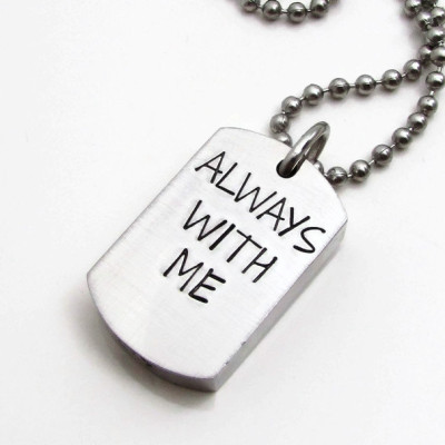 Cremation Urn Necklace - Remembrance Necklace - Hand Stamped Necklace - Cremation Jewelry - Dog Tag Necklace - Personalized Jewelry