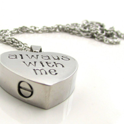 Cremation Urn Necklace, Cremation Jewelry, Hand Stamped Personalized Necklace, Always With Me, Remembrance Necklace, Personalized Jewelry