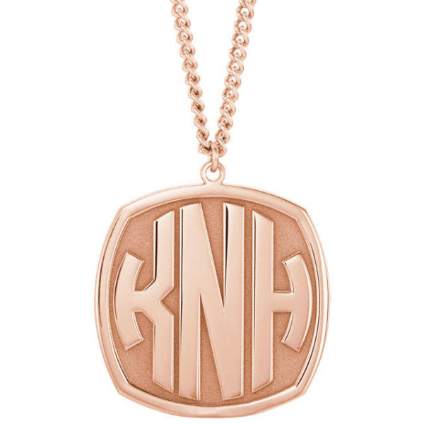 Custom 18k Rose Gold-Plated Sterling Silver 3-Letter Block Monogram Necklace/ Monogrammed Necklace/ Personalized Necklace