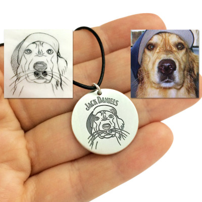 Custom Dog Necklace, Personalized Dog Portrait Necklace, Dog Lover Necklace, Pet Memorial Necklace, Animal Portrait Necklace