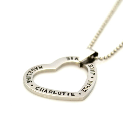 Custom Floating Heart Washer Personalised Hand Stamped Pendant & Chain - Sterling Silver Silver, Gold IP or Rose Gold IP