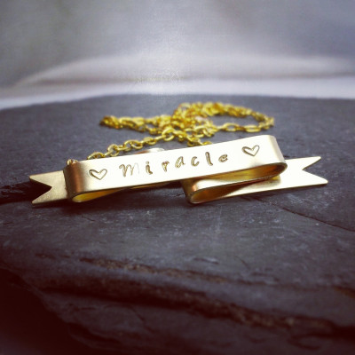 Custom Gold Banner Nameplate Necklace / Personalized Gift for HER under 100 / Keepsake Jewelry