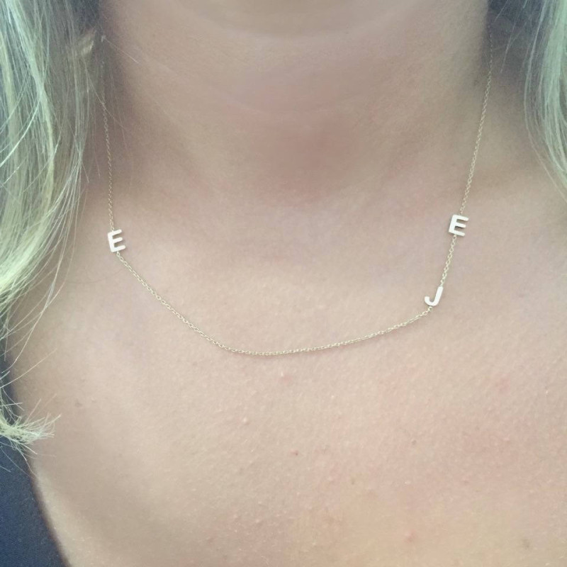 Sideways Double Initial Necklace