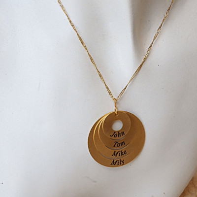 Custom Gold Mother's Necklace, 4 Stack Necklace, 18k Gold Mother Necklace, Mom you are the best, 4 Disc Necklace, Gold Stamped Necklace
