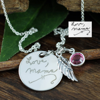 Custom Handwriting Jewelry, Handwritten Necklace, Actual Handwriting, Engraved Necklace, Signature Jewelry, Gift for her, Memorial Necklace