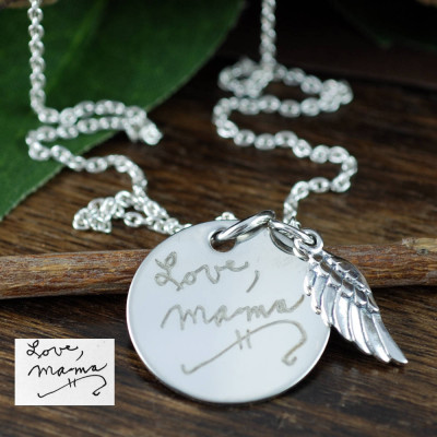 Custom Handwriting Jewelry, Handwritten Necklace, Actual Handwriting, Engraved Necklace, Signature Jewelry, Gift for her, Memorial Necklace