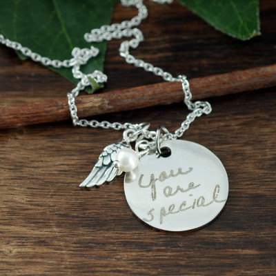 Custom Handwriting Jewelry, Handwritten Necklace, Actual Handwriting, Engraved Necklace, Signature Jewelry, Gift for her, Memorial Necklace