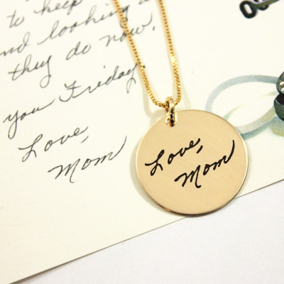 Custom Handwriting Necklace - Handwriting Signature Necklace - Remembrance Memorial - Silver, Rose Gold Plated, Yellow Gold Plated