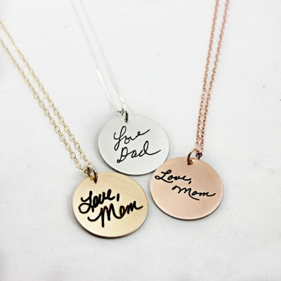 Custom Handwriting Necklace - Handwriting Signature Necklace - Remembrance Memorial - Silver, Rose Gold Plated, Yellow Gold Plated