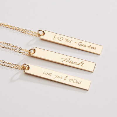 Custom Handwriting Necklace-Actual Handwriting 1 2 3 4 Bars-Personalized Memorial Signature-Kids Handwritten Note-Gold-Rose-Silver-CG261N