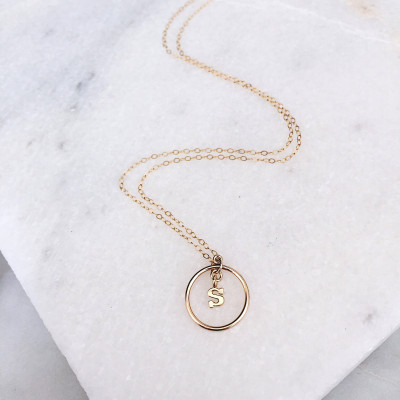 Custom Initial Necklace, Initial Round necklace, Personalized Necklace, 18 kt Gold Plated, Name Necklace, Letter Necklace, Boho Jewelry